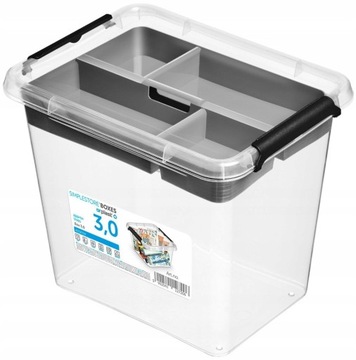 Plastikowy pojemnik do domu z organizerem Moxom 3l