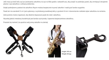 Кожаный ремень для саксофона Rayzm Elegant, размер S, двойной плечевой ремень