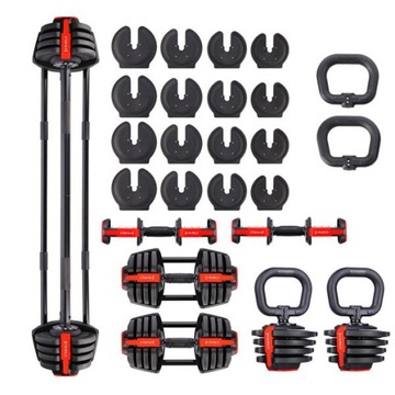 REGULOWANE hantle + SZTANGA kettlebelle 1-10kg KOMPLET zestaw 3w1 HMS