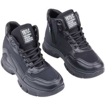 Sneakersy BUTY SPORTOWE DAMSKIE PLATFORMA czarne