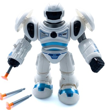 Robot na baterie z wyrzutnią strzałek dźwięk ruch
