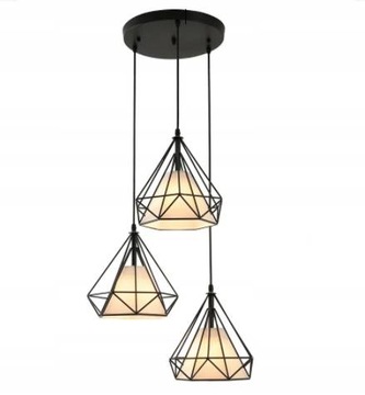 Lampa wisząca diament biały klosz okrągła E27