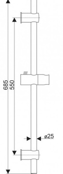 РЕГУЛИРУЕМАЯ ДУШЕВАЯ рейка ROYAL HANDLE Ø 25