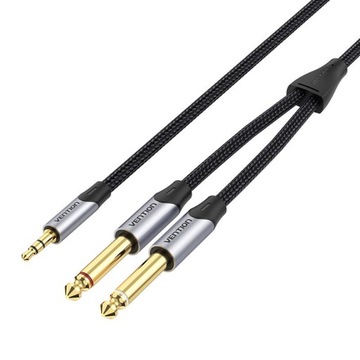 VENTION PRZEWÓD AUDIO KABEL AUX MINI JACK 3.5 MM DO 2X JACK 6.5 MM 1.5M