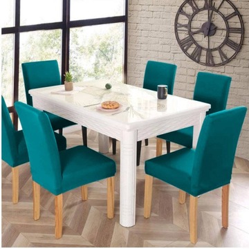 Чехлы НА СТУЛ, комплект из 6 ШТ, ГЛАДКИЙ БИРЮЗОВЫЙ