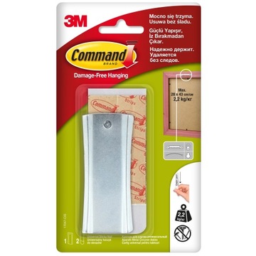 3M Command 17047 Uniwersalny haczyk do obrazów, 1 haczyk + 2 średnie paski