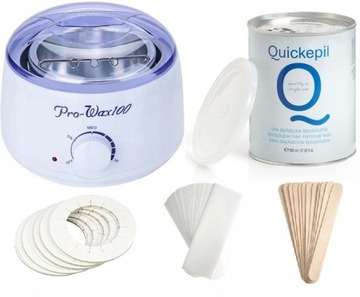ZESTAW DEPILACJA PODGRZEWACZ PUSZCE 100W + WOSK 800ml + Paski + Akcesoria