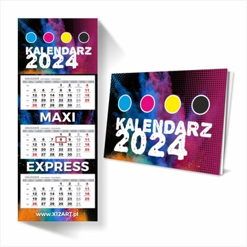 EKSPRES KALENDARZ TRÓJDZIELNY 2024 z PROJEKTEM z LOGO 100 EXPRESS MAXI
