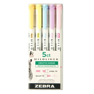 Zakreślacze Zestaw Gentle Zebra Mildliner 5 kol.