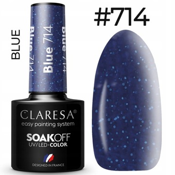 Лак для ногтей Claresa Hybrid 714 синий BLUE GLITTER