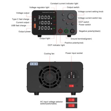 Переменный источник постоянного тока 0-0-10A Регулируемое переключение 92