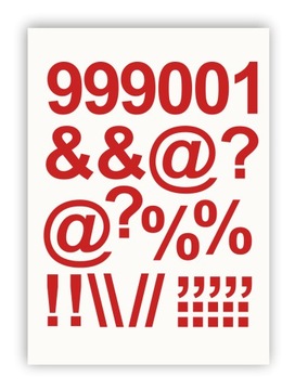 Красный Алфавит, Цифры 50мм, самоклеющиеся