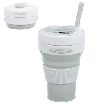 СИЛИКОНОВАЯ СКЛАДНАЯ КРУЖКА С СОЛОМОЧКОЙ ТИРОСС 450МЛ