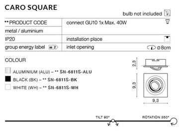 Встраиваемый светильник Caro Square AZ2433 Azzardo