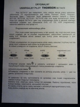 Оригинальный пульт THOMSON RCT4131 = RCT100 RCT2100