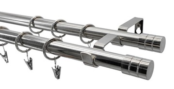 KARNISZ metalowy LOFT 19+19mm MIX KOŃCÓWEK NIKIEL 200cm galwanizowany