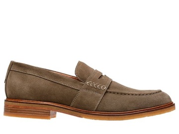 CLARKS Mokasyny męskie Clarkdale Flow brązowe skórzane 44,5