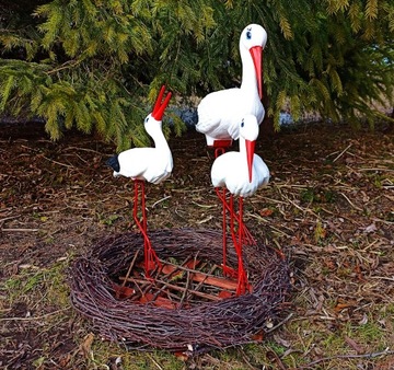 Декоративная садовая фигурка - 3 АИСТА + ГНЕЗДО