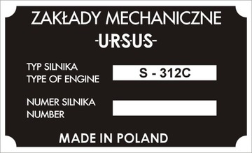 Tabliczka znamionowa ciągnik URSUS C330 na silnik