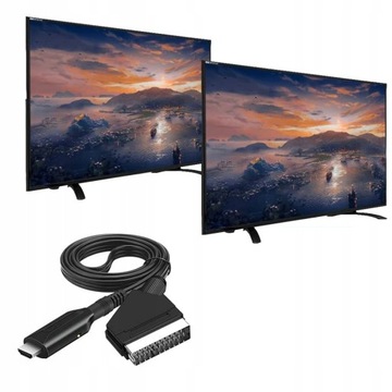 Конвертер Scart в HDMI с кабелем HDMI и адаптером HDTV