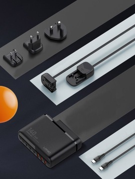 Быстрое USB-зарядное устройство, 140 Вт, источник питания GaN для телефона, ноутбука QC3.0 PPS PD100W