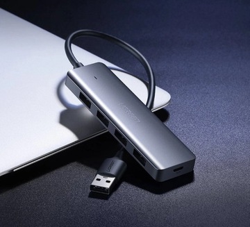 АДАПТЕР UGREEN USB HUB 4 В 1 НА 4X USB 3.0 + СЕРЫЙ КАБЕЛЬ USB-C 15 СМ £ 5