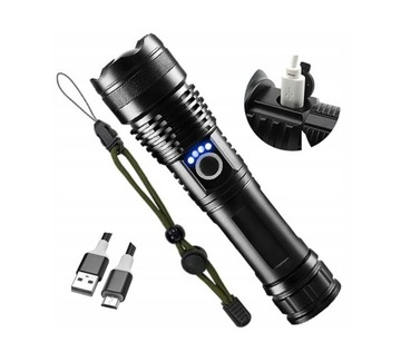 WOJSKOWA TAKTYCZNA LATARKA LED ZOOM USB XM-L T6