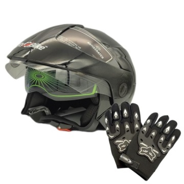 KASK OTWARTY MOTOCYKL SKUTER BLENDA RĘKAWICE S