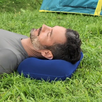 ПОДУШКА ВОЗДУШНАЯ НАСОСНАЯ ТУРИСТИЧЕСКАЯ, ВЕЛЮРНАЯ, НАДУВАННАЯ ДЛЯ ПУТЕШЕСТВИЙ