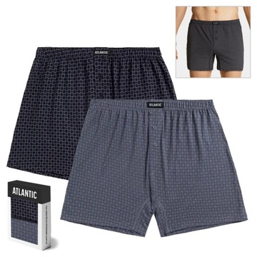 2x Bokserki męskie luźne ATLANTIC 100% bawełniane 050 we wzorki *L