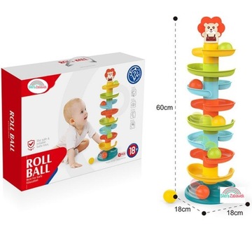 WIEŻA Z KULECZKAMI ZJEZDZALNIA 60 Cm z piłeczkami PIRAMIDKA WYSCIG KULEK