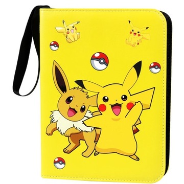 Папка для альбома Pikachu Pokemon, 400 карточек, БЕСПЛАТНЫЙ подарок, 10 блестящих карточек