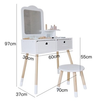 Большой деревянный туалетный столик для детей Nunukids, ящики, зеркало, сиденье XXL