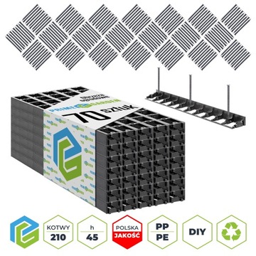 70x Obrzeże 45 Border 1 metr + 210 kotw EKOGRID