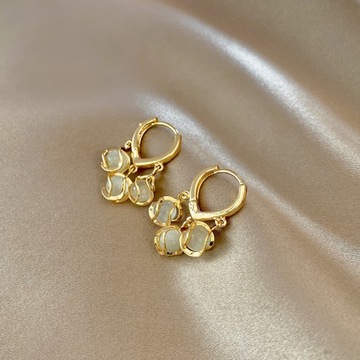 2PCS/Set Fashion Gold Color Hoop Earrings for