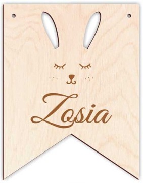 Деревянный вымпел с именной гирляндой ТАБЛИЧКА имя дня рождения один год