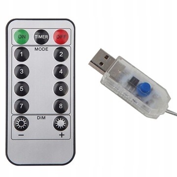 LAMPKI DRUCIKI 100 LED USB + PILOT CHOINKOWE ZIMNY KOLOR