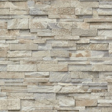 Tapeta na flizelinie 3D kamień łupek mur cegła beż