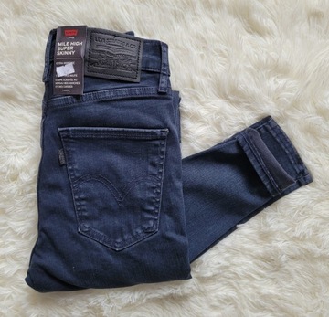 spodnie jeans LEVI'S Mile High Super Skinny W26 L30 PREMIUM granatowe