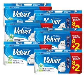 Papier toaletowy Biały Mocny Velvet 48+12 Rolki 150 Listków