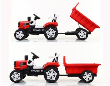 ТРАКТОР С АККУМУЛЯТОРНЫМ ПРИЦЕПОМ 2x ДИСТАНЦИОННОЕ УПРАВЛЕНИЕ ДВИГАТЕЛЕМ МЕЛОДИИ СВЕТ ПРИЦЕП