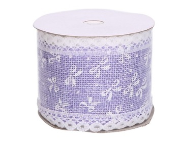 Wstążka jutowa kokardki fiolet 6cm 4,5m