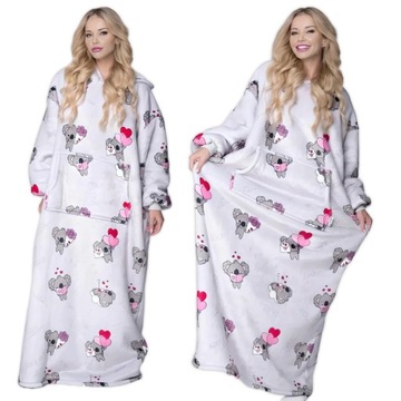 KOC BLUZA Oversize Gruba KOCOBLUZA 2w1 XXL Futrzak z Kapturem DŁUGA KOALA