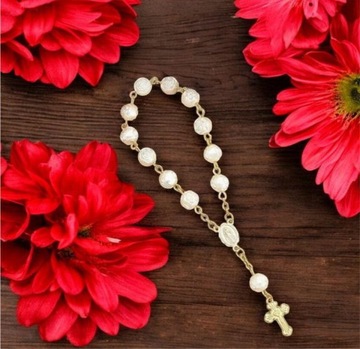 Różaniec Podziękowanie dla gości na Komunię KOMUNIA upominki WORECZEK