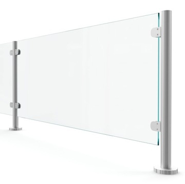 Słupek 42,4 x 890 mm 2 uchwyty szkła lub plexi, CE
