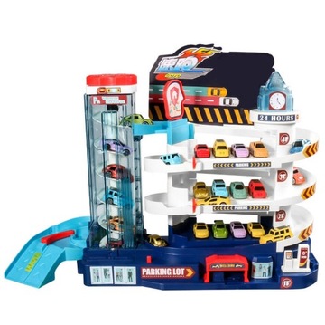 ПАРКОВКА ДЛЯ АВТОМОБИЛЕЙ ГОНОЧНАЯ ТРАССА ГАРАЖНАЯ ГОРКА + НАБОР 6 АВТОМОБИЛЕЙ