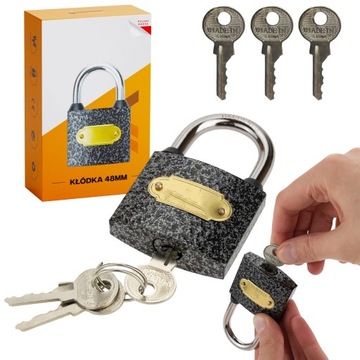 KŁÓDKA ŻELIWNA 48 mm 3 KLUCZYKI SAMOZATRZASKOWA