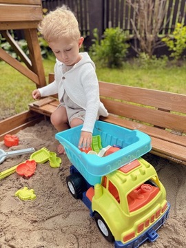 ZESTAW DO PIASKU WYWROTKA DO PIASKOWNICY FOREMKI ŁOPATKA NA PLAŻĘ WOOPIE