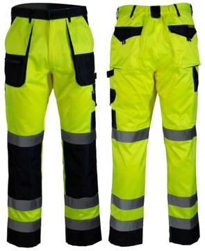 SPODNIE ROBOCZE OSTRZEGAWCZE ODBLASKOWE BHP r.54