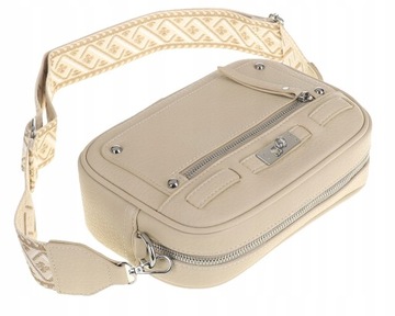 ERICK style Elegancka Torebka beżowa Kuferek Listonoszka H0609 Beige